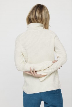 Soft white Cashmere handmade sweater back