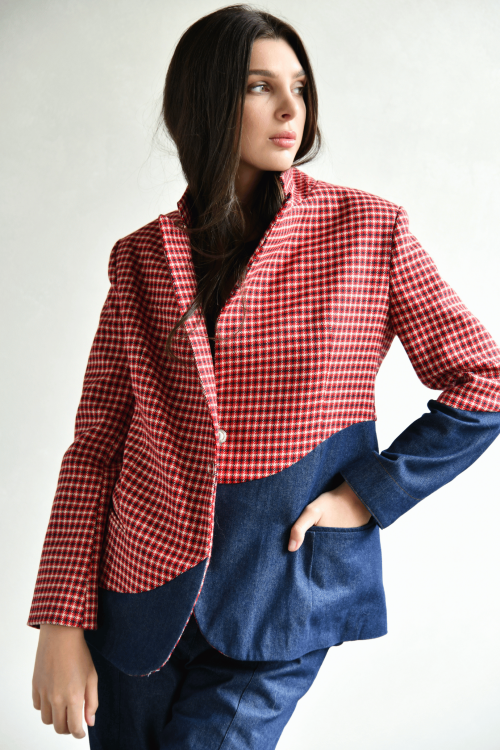 wool and cotton plaid blazer 5