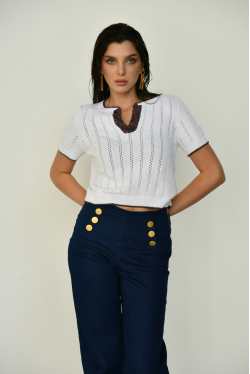 white knitted polo with edging 1