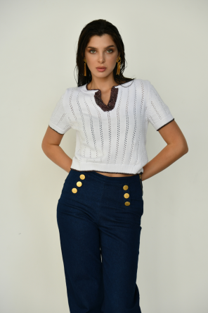 white knitted polo with edging 1